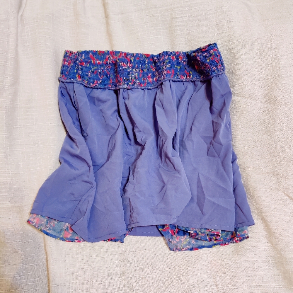 French Connection Asymmetrical Ruffle Skirt Floral Pier Blue Sz. M - Picture 5 of 5